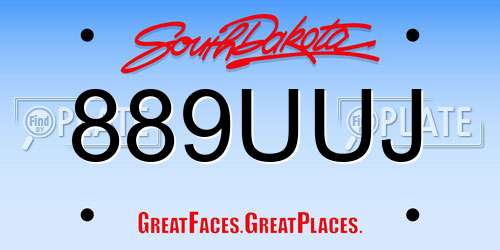 889UUJ South Dakota License Plate