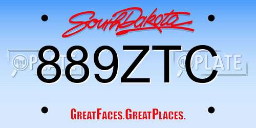 889ZTC South Dakota License Plate