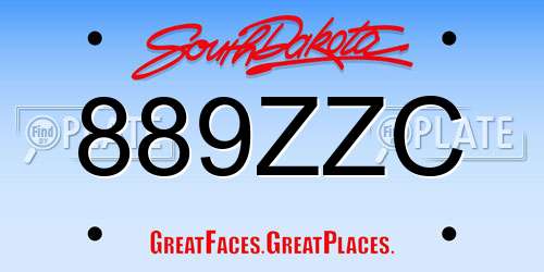 889ZZC South Dakota License Plate