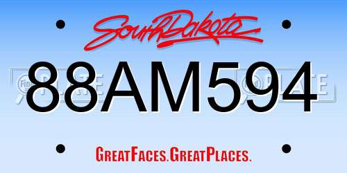 88AM594 South Dakota License Plate