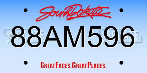 88AM596 South Dakota License Plate