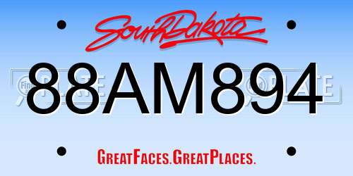 88AM894 South Dakota License Plate