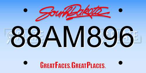 88AM896 South Dakota License Plate