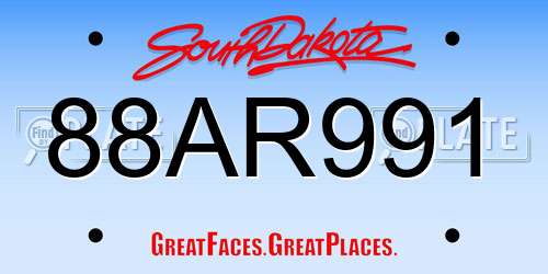 88AR991 South Dakota License Plate