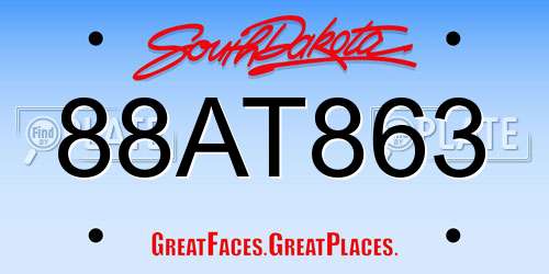 88AT863 South Dakota License Plate