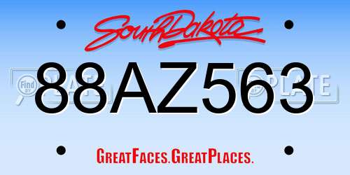 88AZ563 South Dakota License Plate