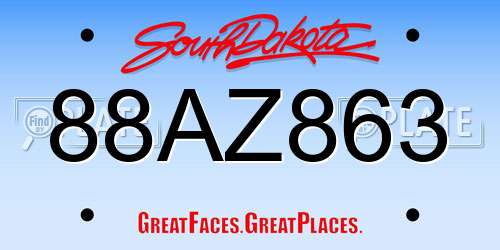 88AZ863 South Dakota License Plate