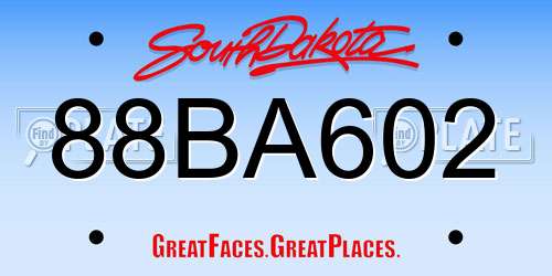 88BA602 South Dakota License Plate