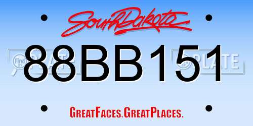 88BB151 South Dakota License Plate