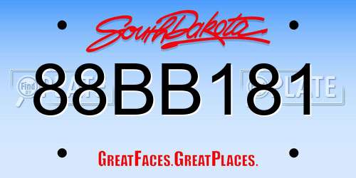 88BB181 South Dakota License Plate