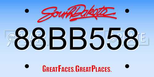 88BB558 South Dakota License Plate