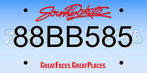 88BB585 South Dakota License Plate