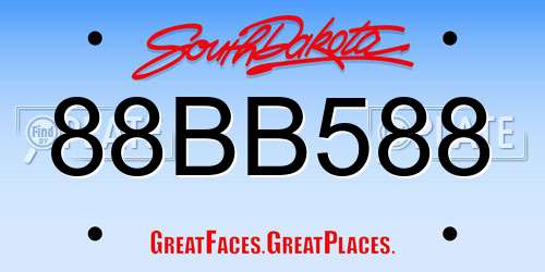 88BB588 South Dakota License Plate