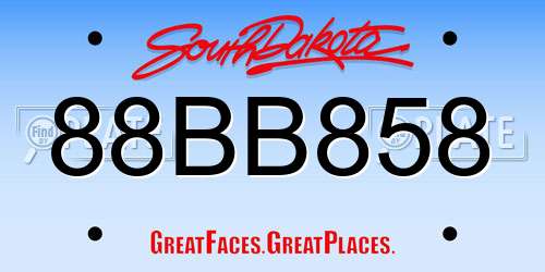88BB858 South Dakota License Plate