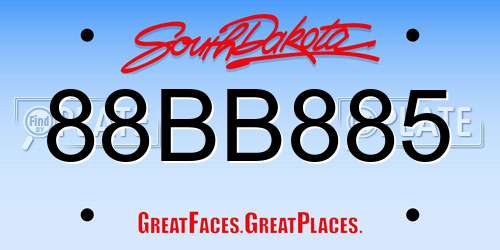 88BB885 South Dakota License Plate