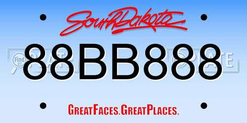 88BB888 South Dakota License Plate