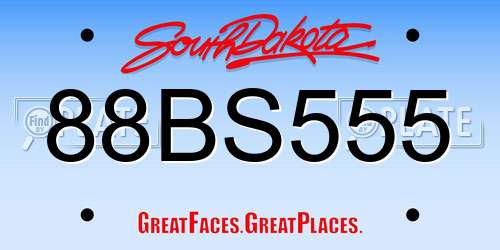 88BS555 South Dakota License Plate