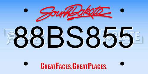 88BS855 South Dakota License Plate
