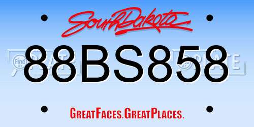 88BS858 South Dakota License Plate