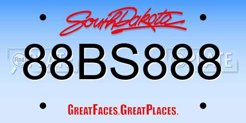88BS888 South Dakota License Plate