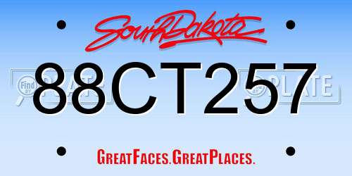 88CT257 South Dakota License Plate
