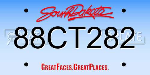 88CT282 South Dakota License Plate