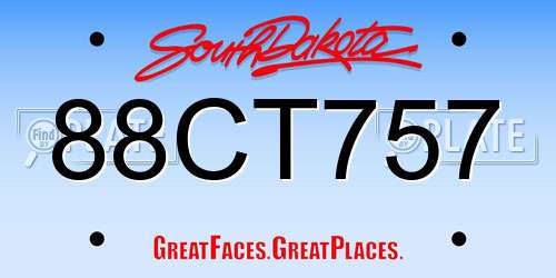 88CT757 South Dakota License Plate