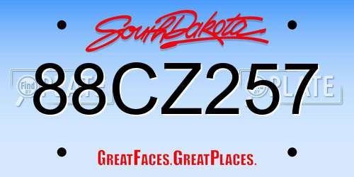 88CZ257 South Dakota License Plate