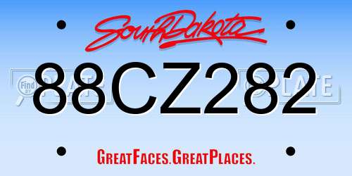 88CZ282 South Dakota License Plate