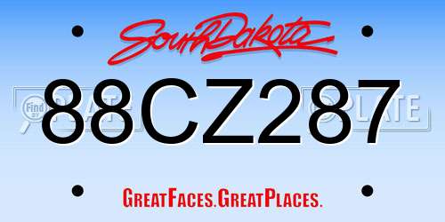 88CZ287 South Dakota License Plate