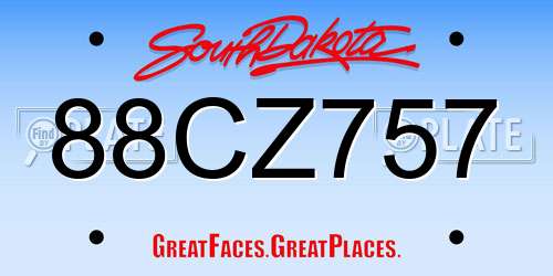 88CZ757 South Dakota License Plate