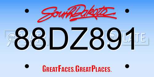 88DZ891 South Dakota License Plate