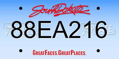 88EA216 South Dakota License Plate
