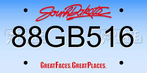 88GB516 South Dakota License Plate
