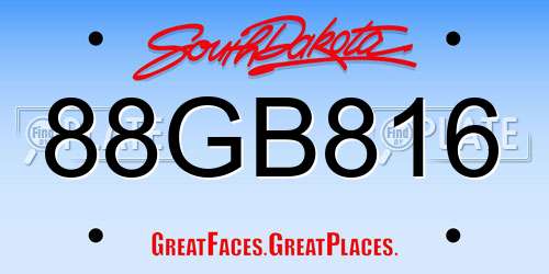 88GB816 South Dakota License Plate