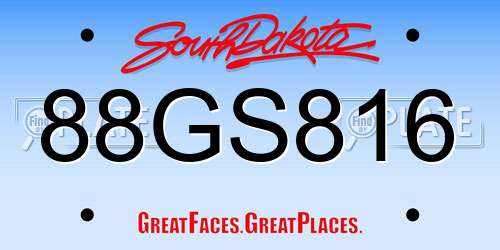 88GS816 South Dakota License Plate