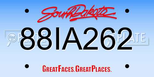88IA262 South Dakota License Plate