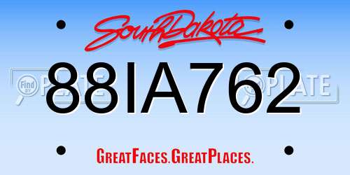 88IA762 South Dakota License Plate