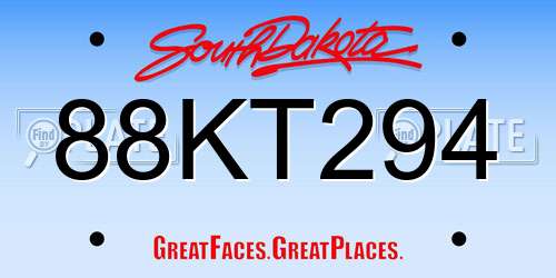 88KT294 South Dakota License Plate