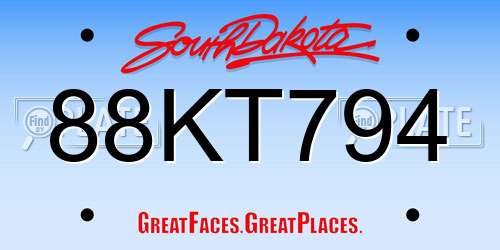 88KT794 South Dakota License Plate