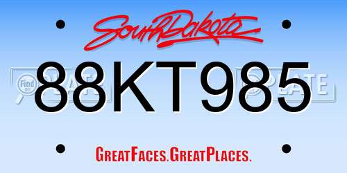 88KT985 South Dakota License Plate