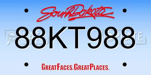 88KT988 South Dakota License Plate