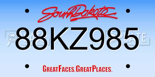 88KZ985 South Dakota License Plate