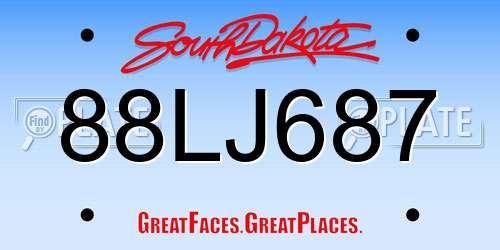 88LJ687 South Dakota License Plate