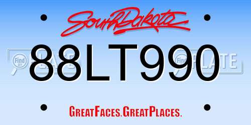 88LT990 South Dakota License Plate