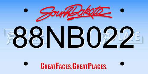 88NB022 South Dakota License Plate