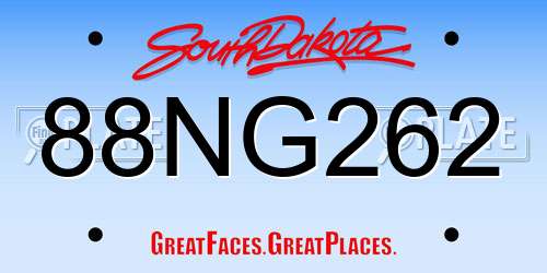 88NG262 South Dakota License Plate