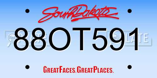 88OT591 South Dakota License Plate