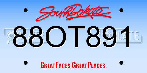 88OT891 South Dakota License Plate