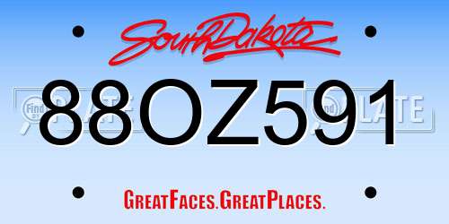 88OZ591 South Dakota License Plate